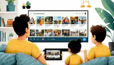 Illustration of a family watching streaming content Illustration of a family watching streaming content